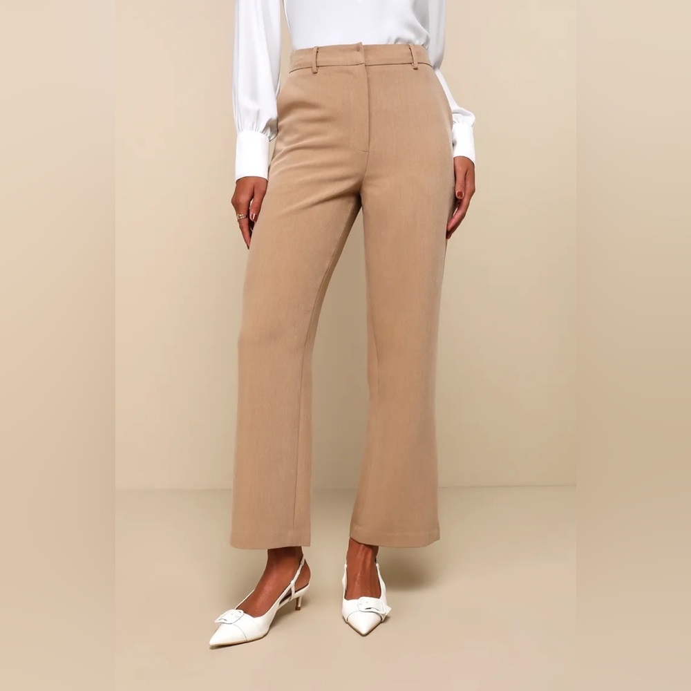 Lulus Confident Influence Tan High-Rise Straight Leg Trouser Pants